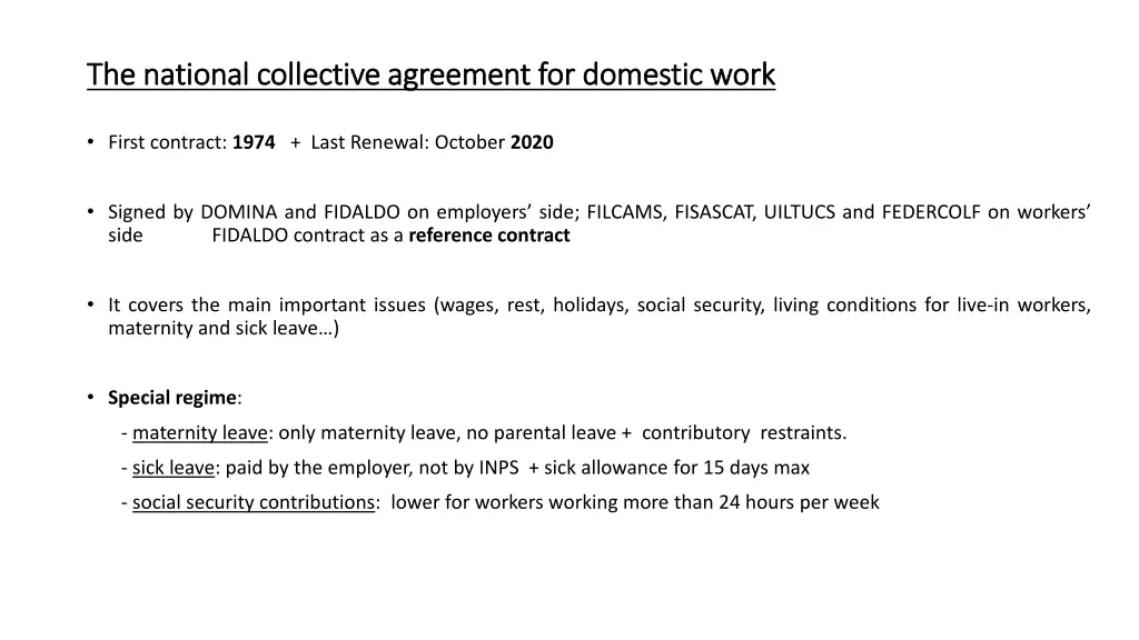 the national collective agreement for domestic