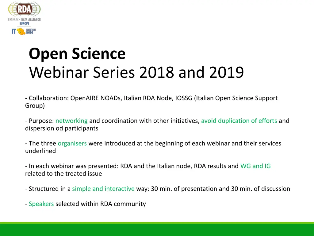 open science webinar series 2018 and 2019