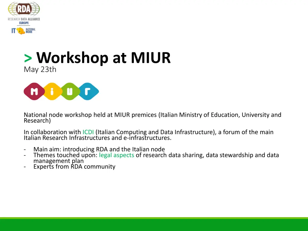 workshop at miur may 23th