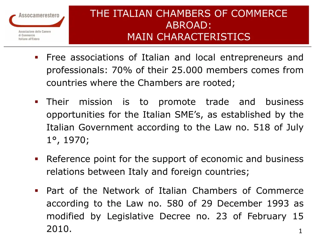 the italian chambers of commerce abroad main