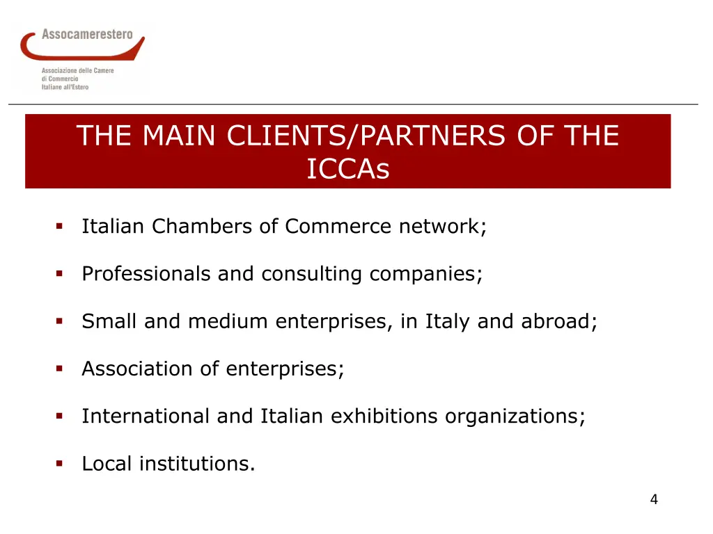 the main clients partners of the iccas