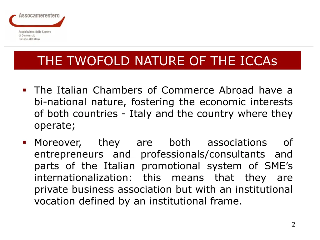 the twofold nature of the iccas