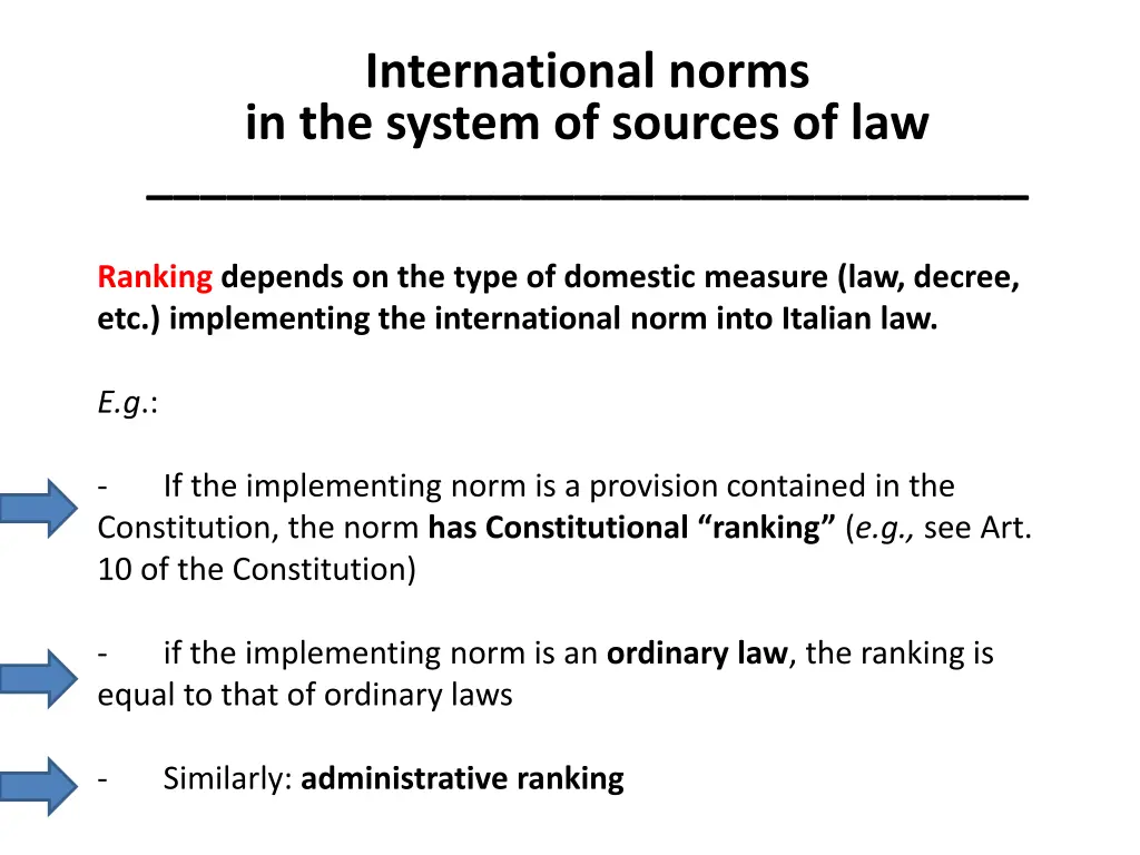 international norms in the system of sources