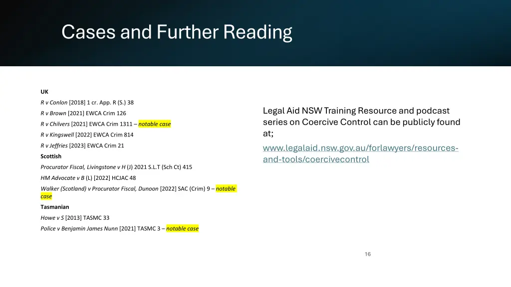 cases and further reading