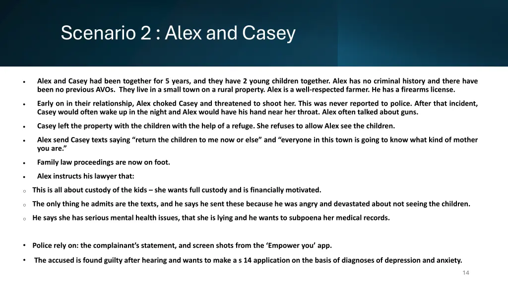 scenario 2 alex and casey