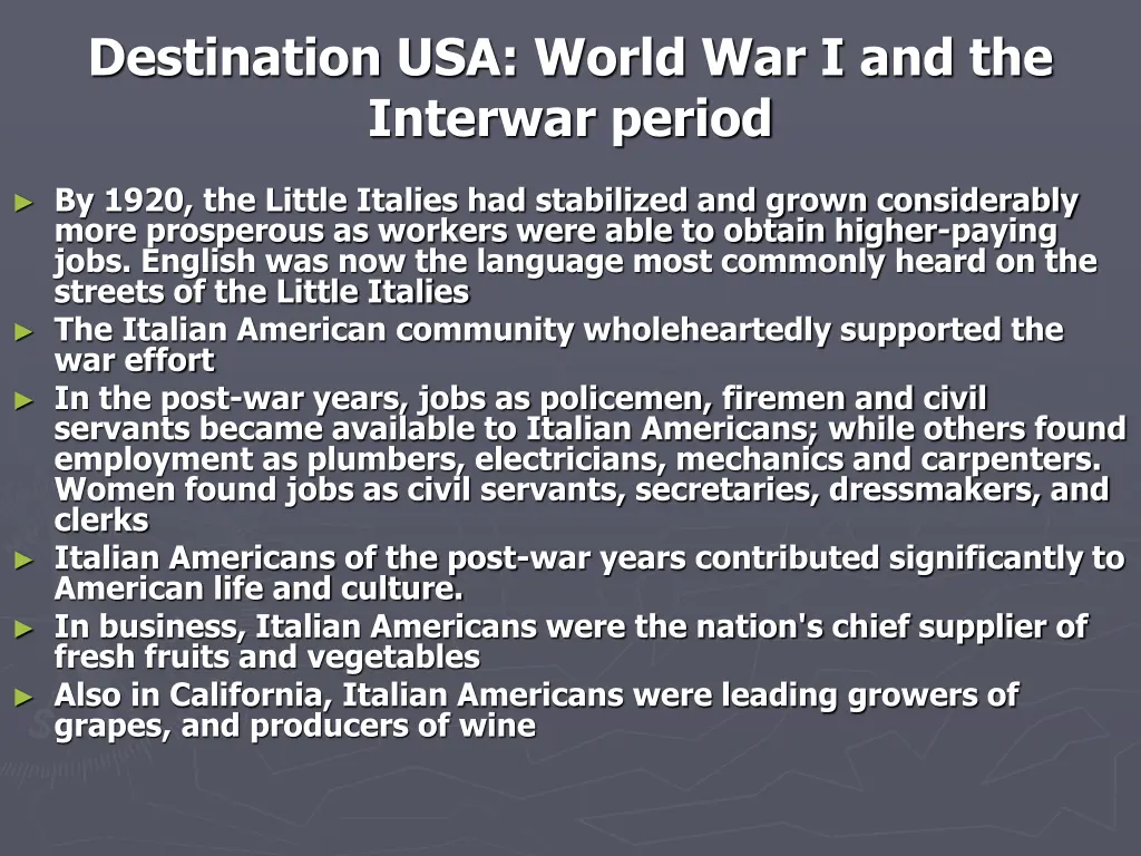 destination usa world war i and the interwar