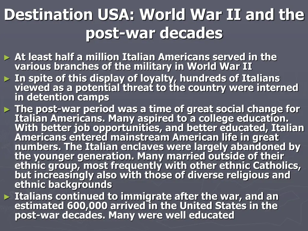 destination usa world war ii and the post