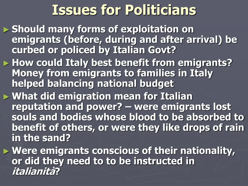 issues for politicians