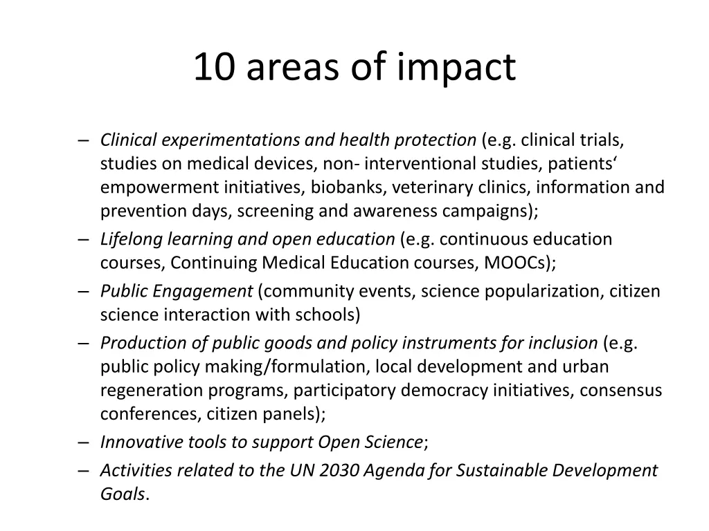 10 areas of impact 1