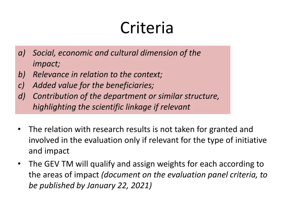 criteria