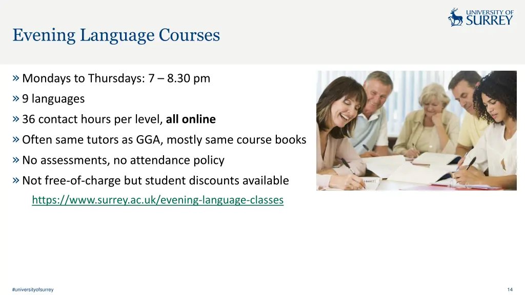 evening language courses