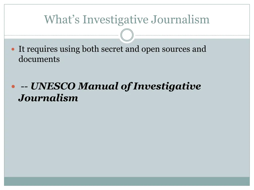 what s investigative journalism 1