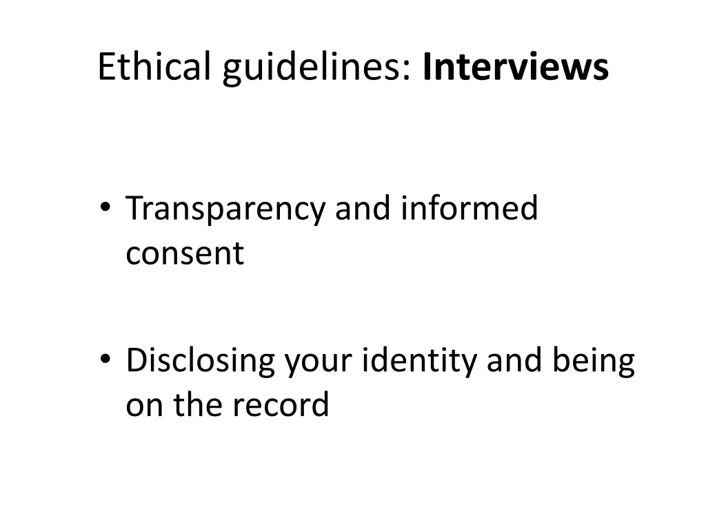 ethical guidelines interviews