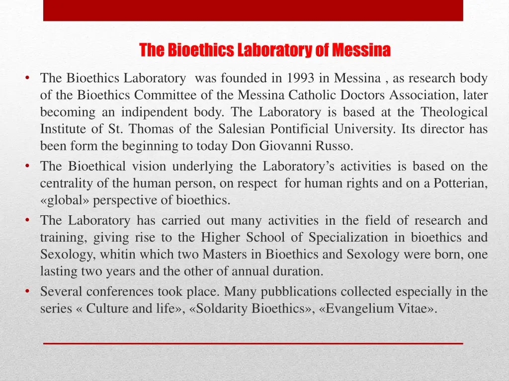 the bioethics laboratory of messina