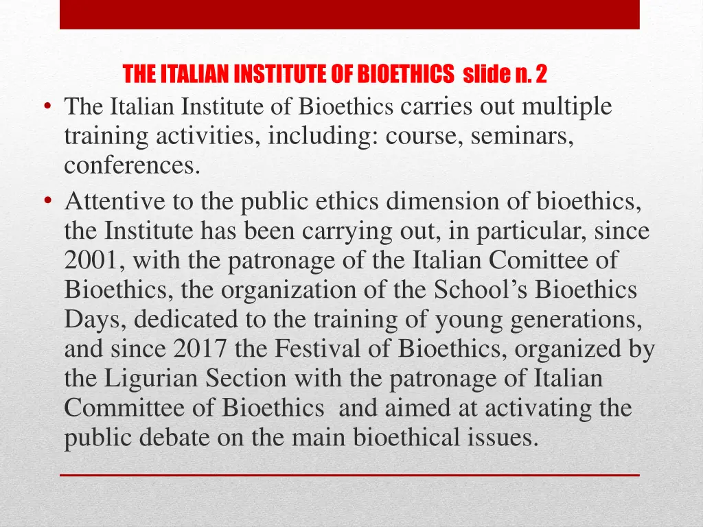 the italian institute of bioethics slide