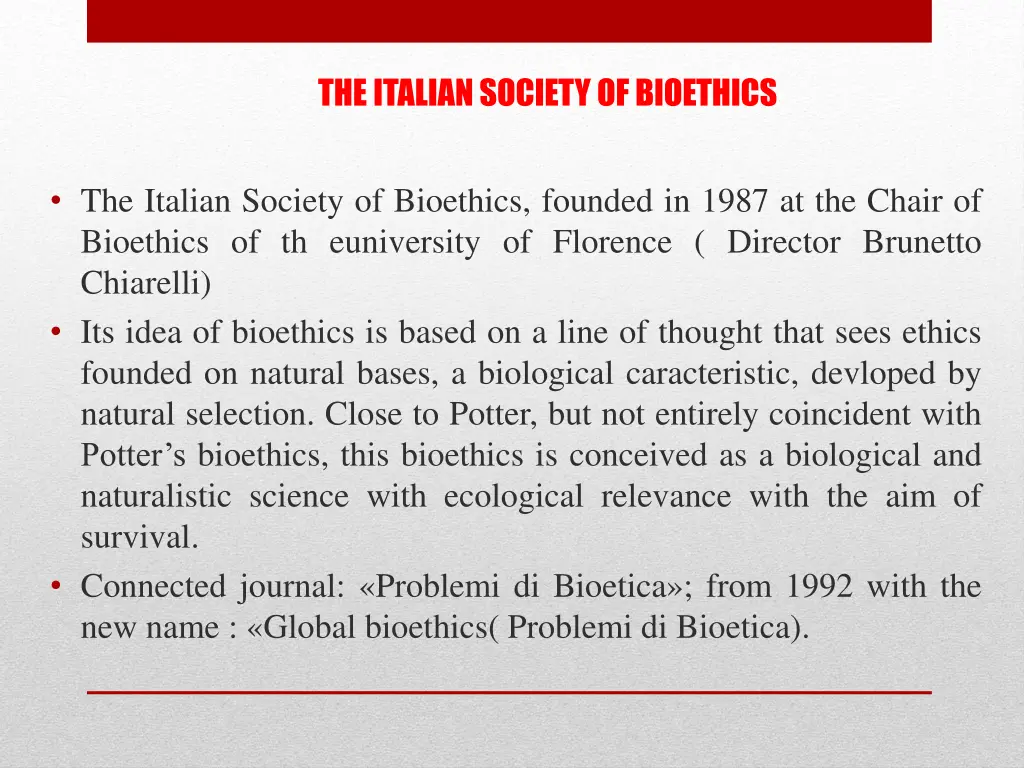 the italian society of bioethics