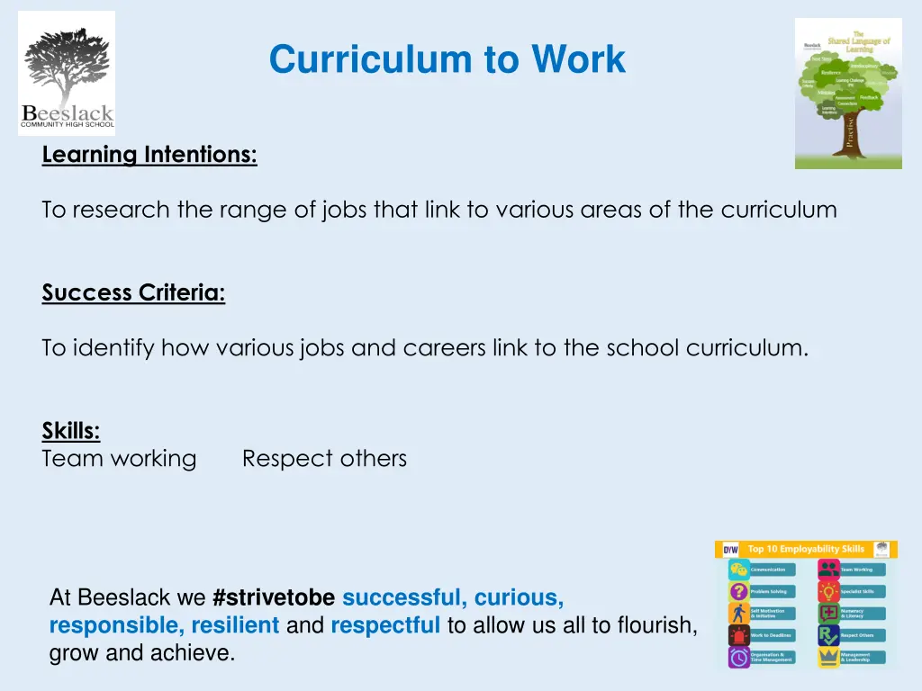 curriculum to work