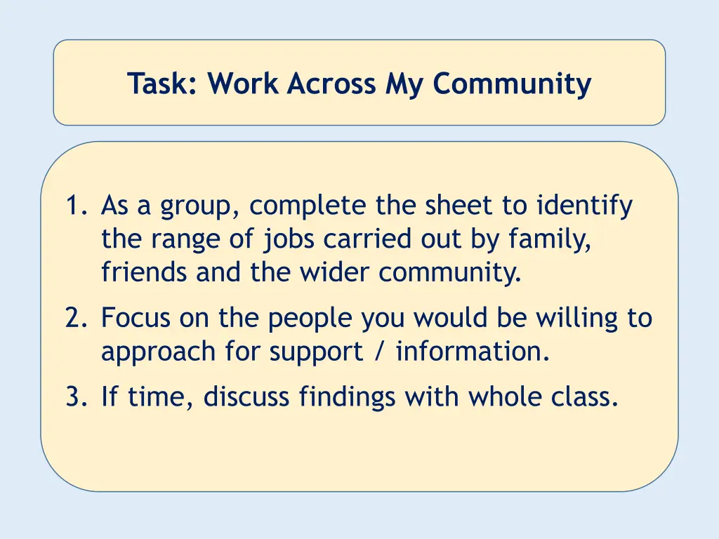 task work across my community