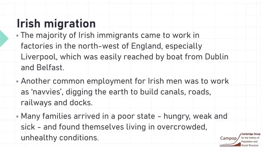 irish migration the majority of irish immigrants