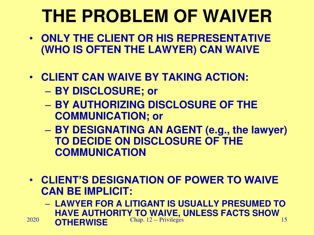 the problem of waiver