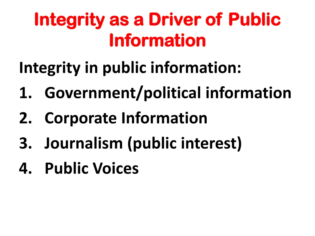 integrity as a driver of public integrity