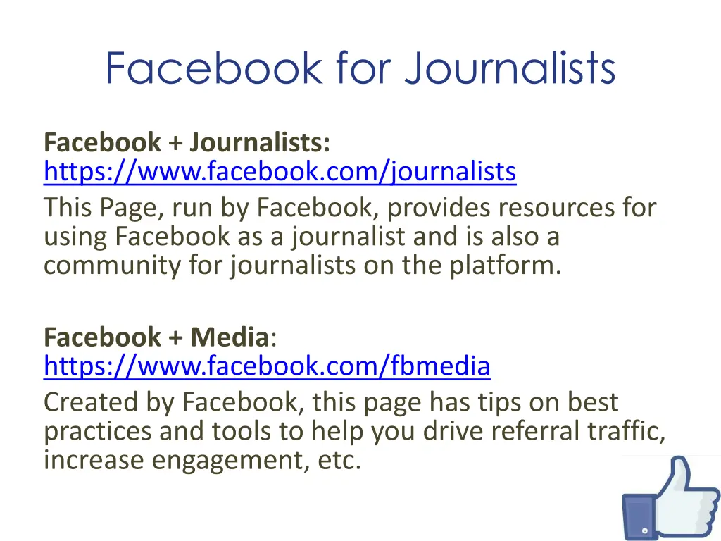 facebook for journalists