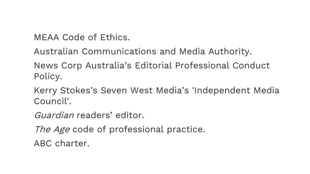 meaa code of ethics australian communications