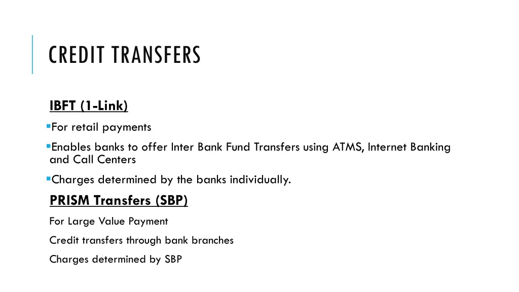 credit transfers