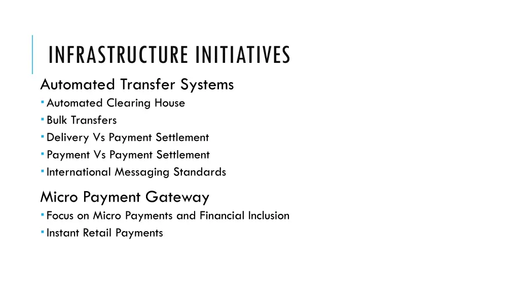 infrastructure initiatives automated transfer