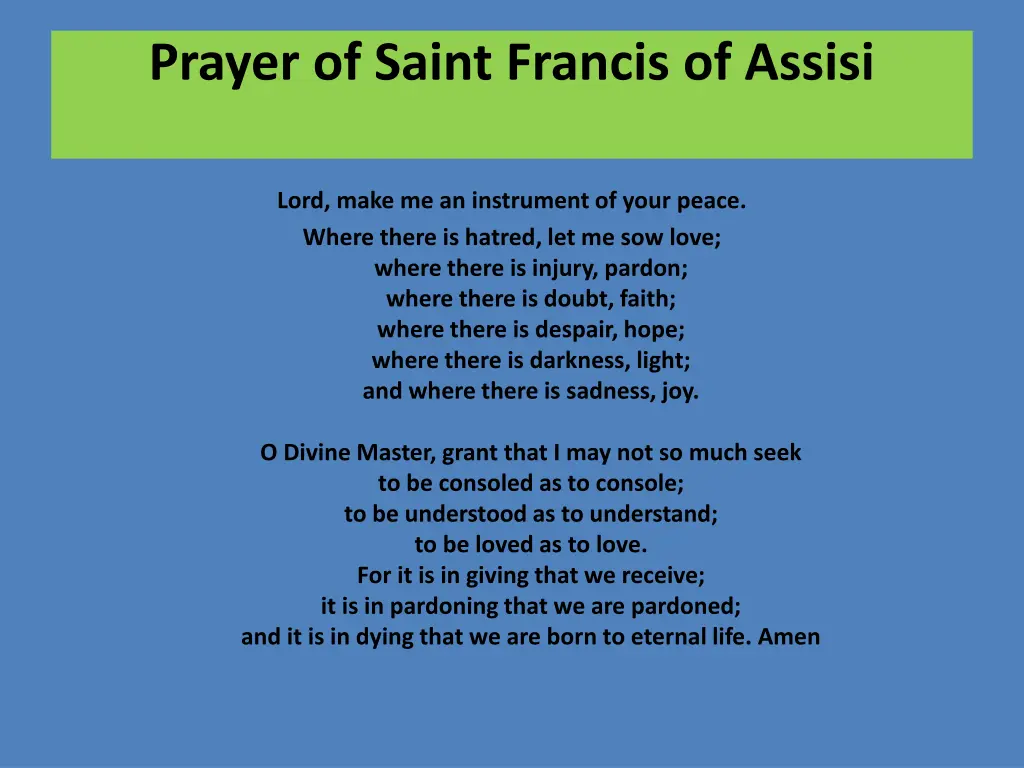 prayer of saint francis of assisi