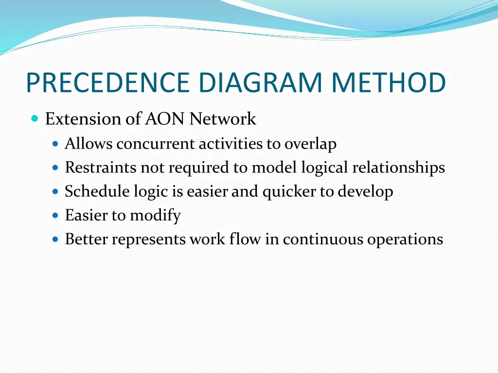 precedence diagram method