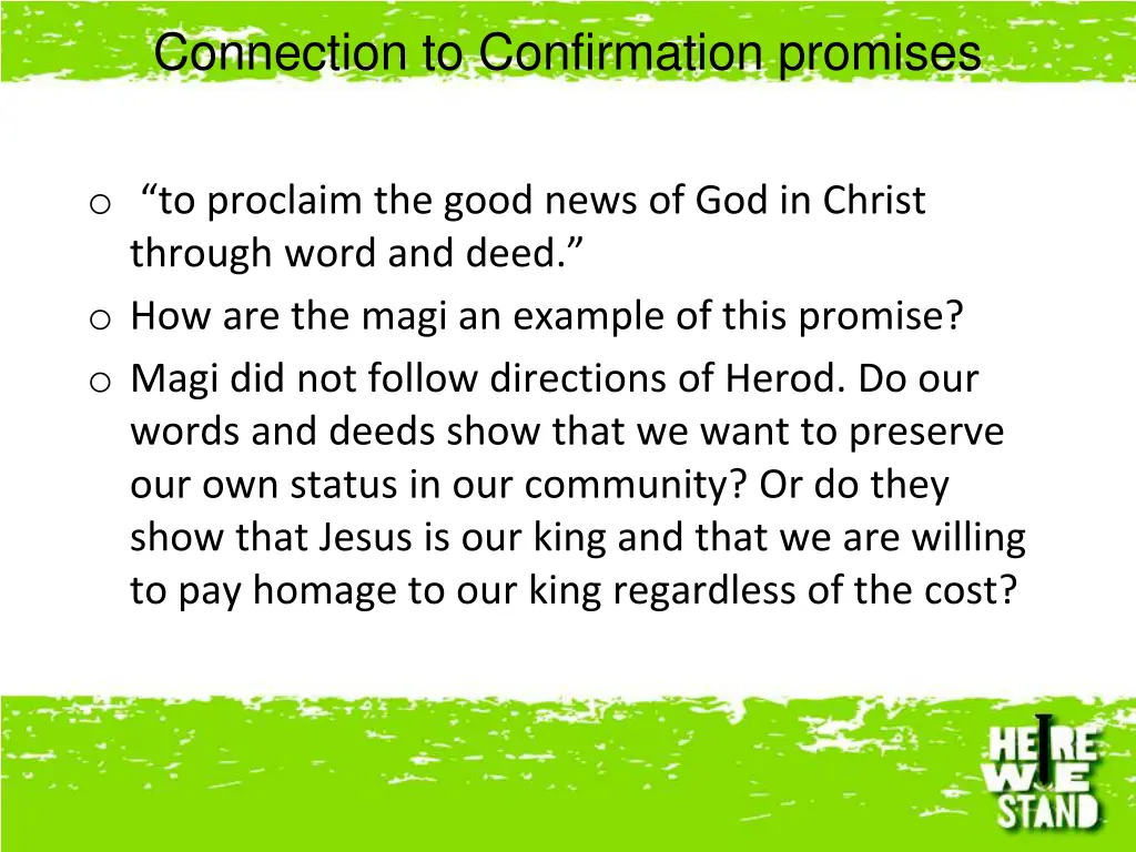 connection to confirmation promises