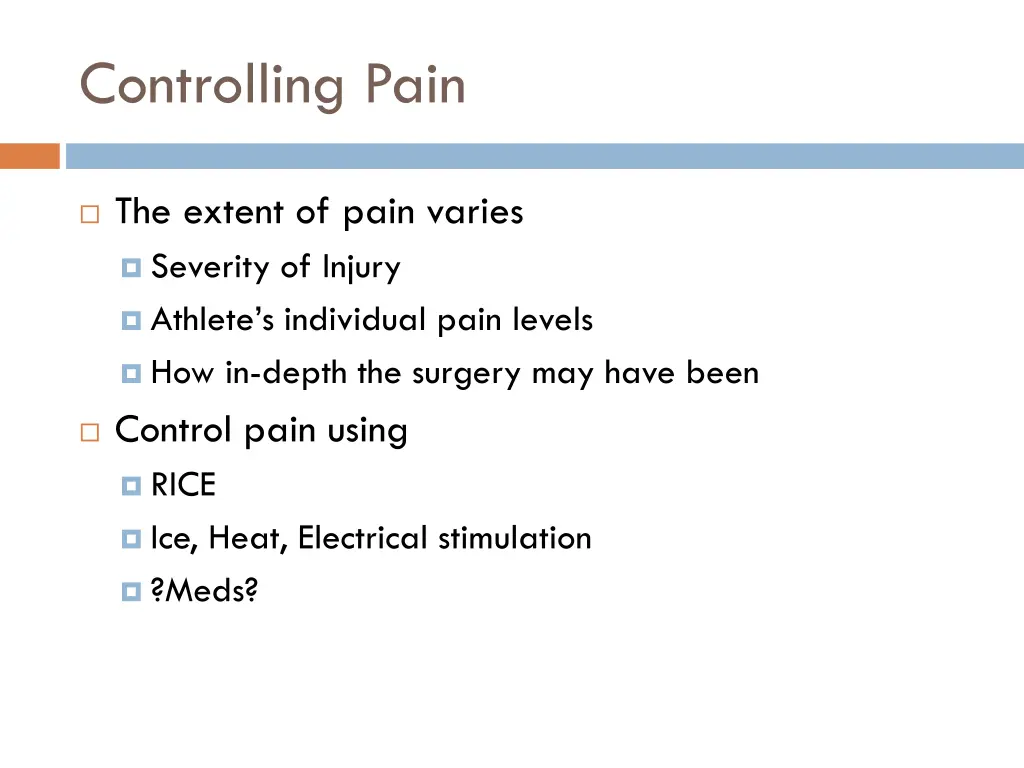 controlling pain