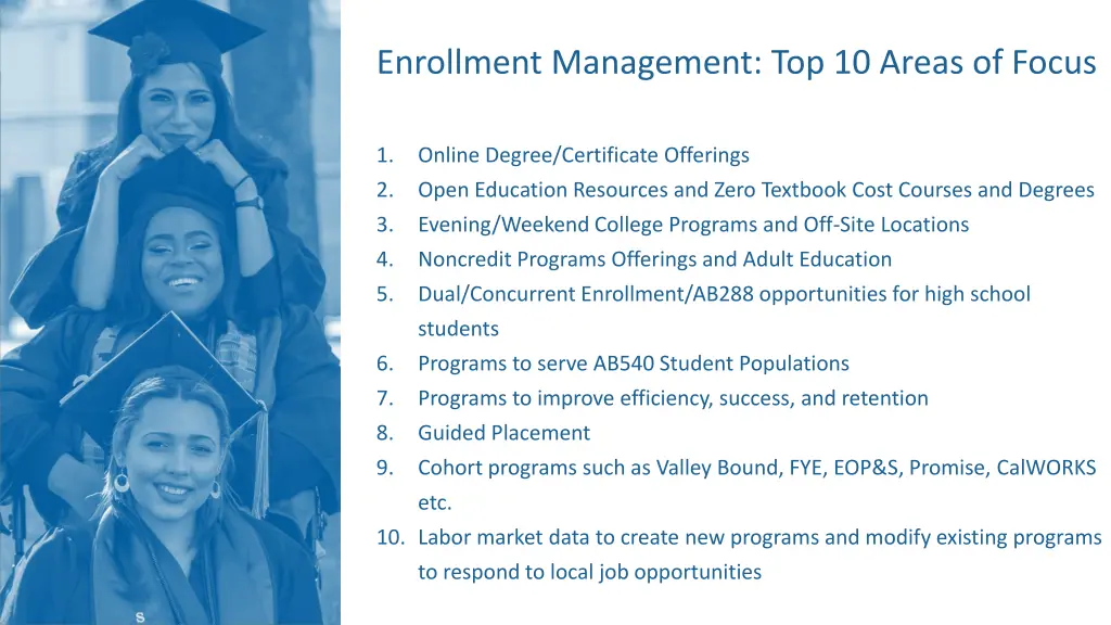 enrollment management top 10 areas of focus