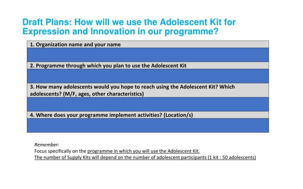 draft plans how will we use the adolescent