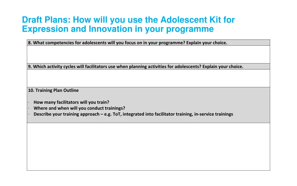 draft plans how will you use the adolescent 1