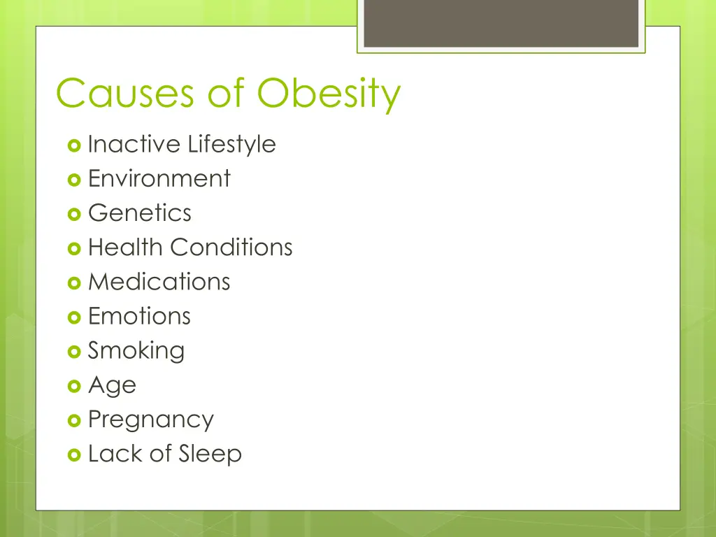 causes of obesity