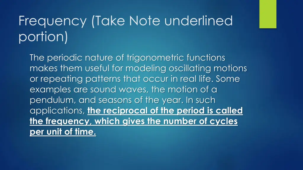 frequency take note underlined portion