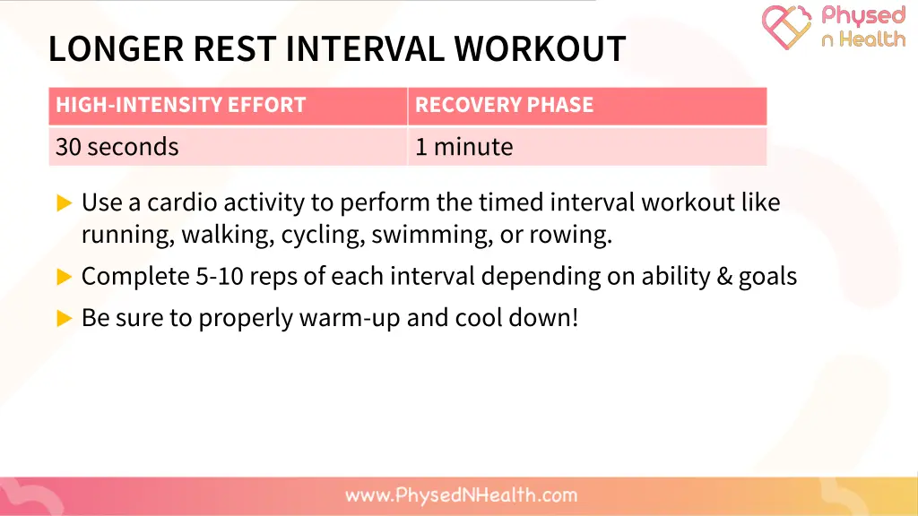 longer rest interval workout