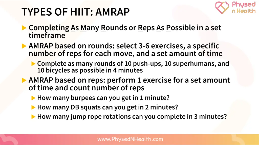 types of hiit amrap