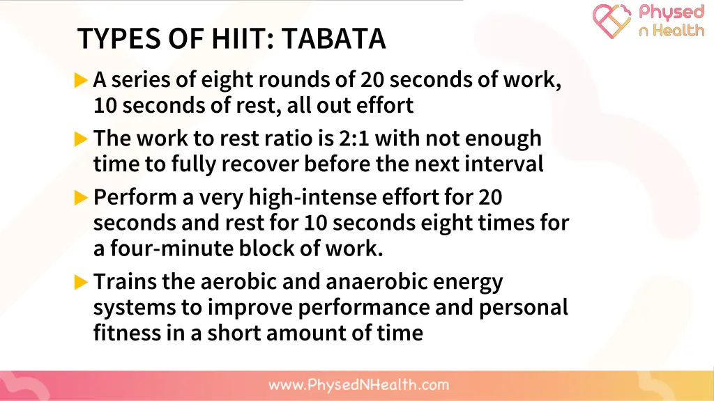 types of hiit tabata a series of eight rounds