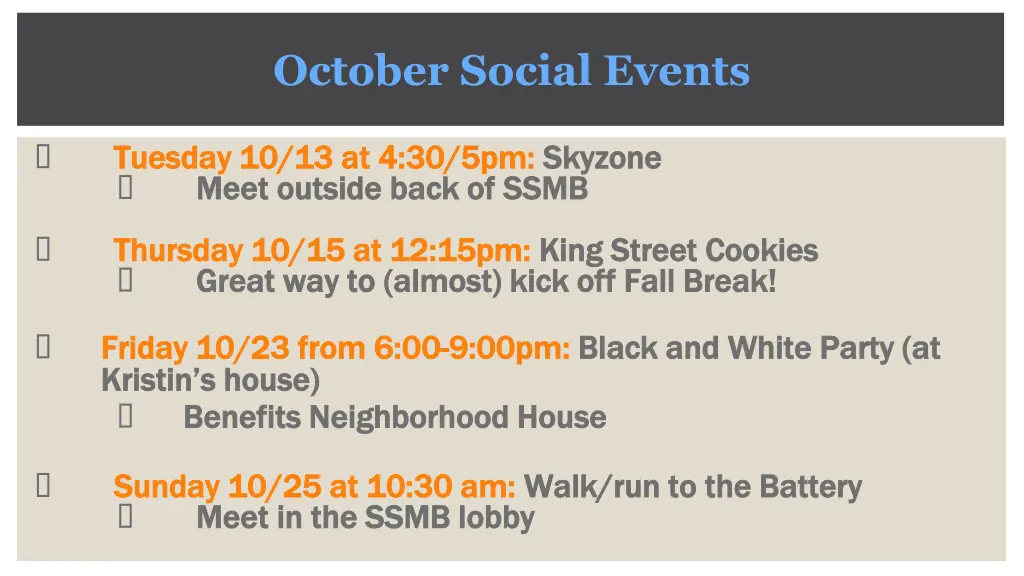 october social events