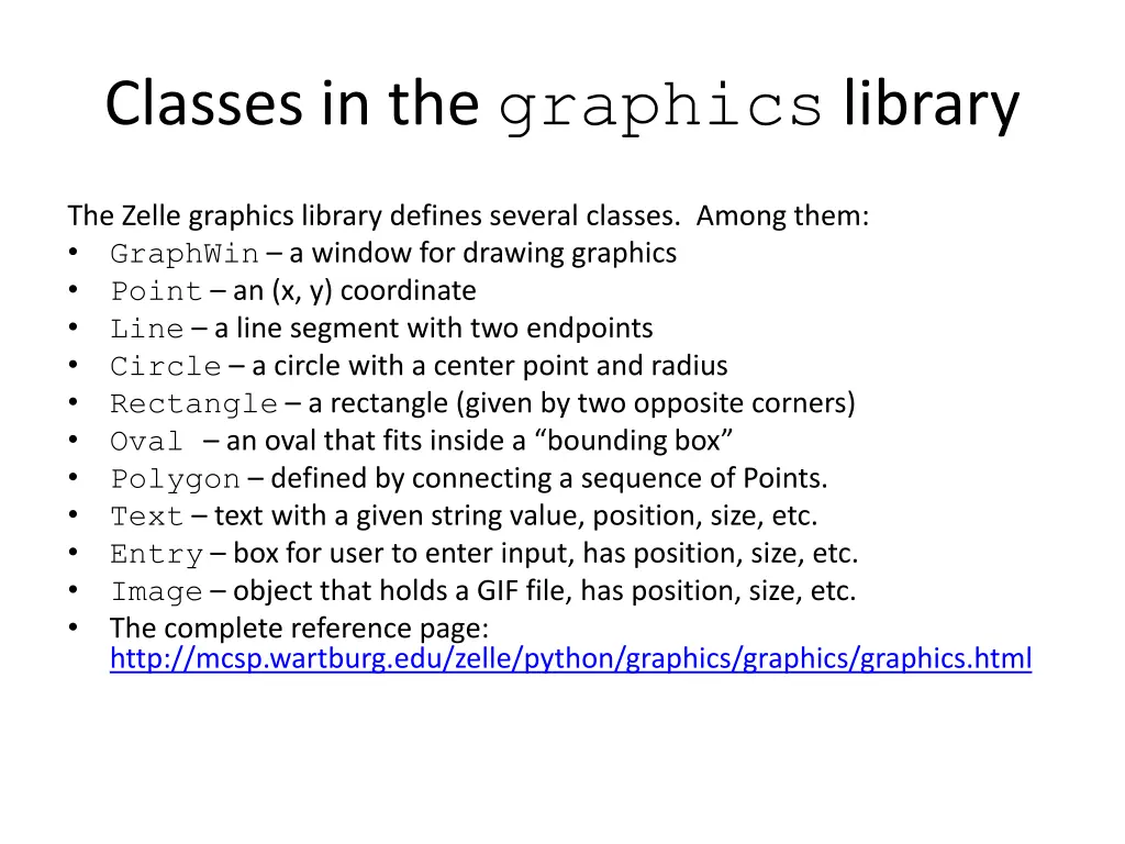 classes in the graphics library