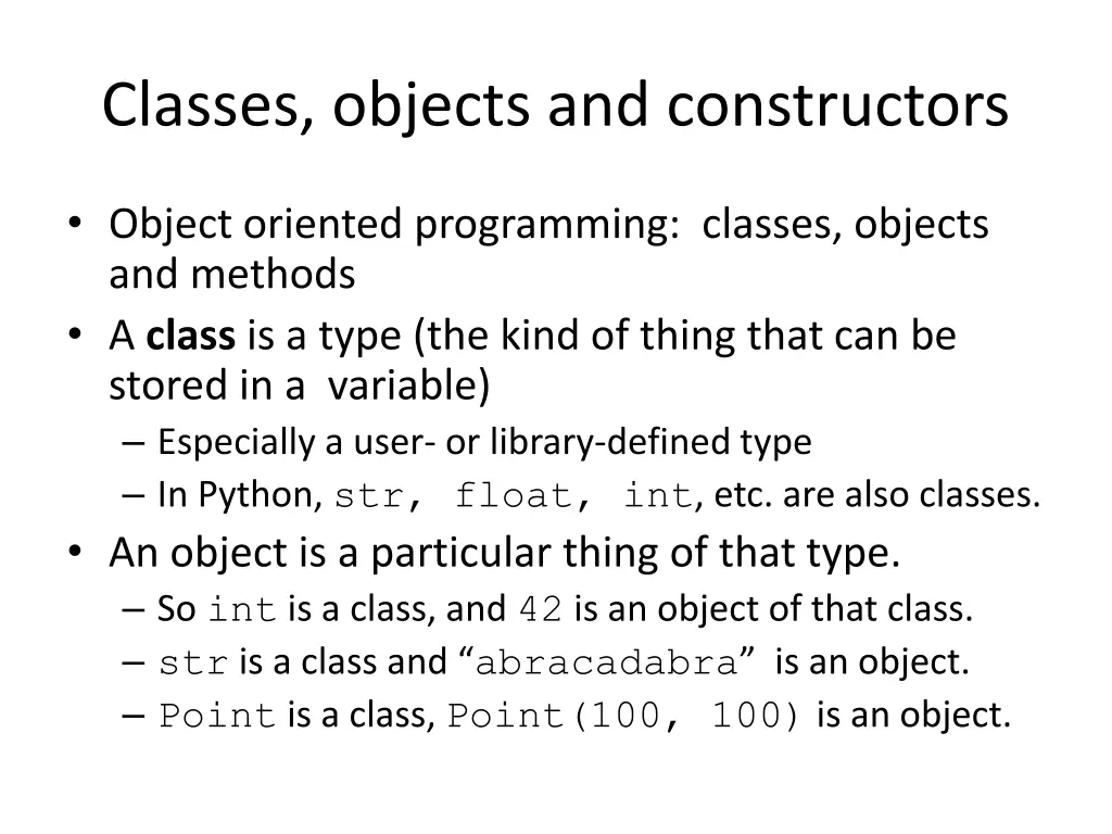 classes objects and constructors