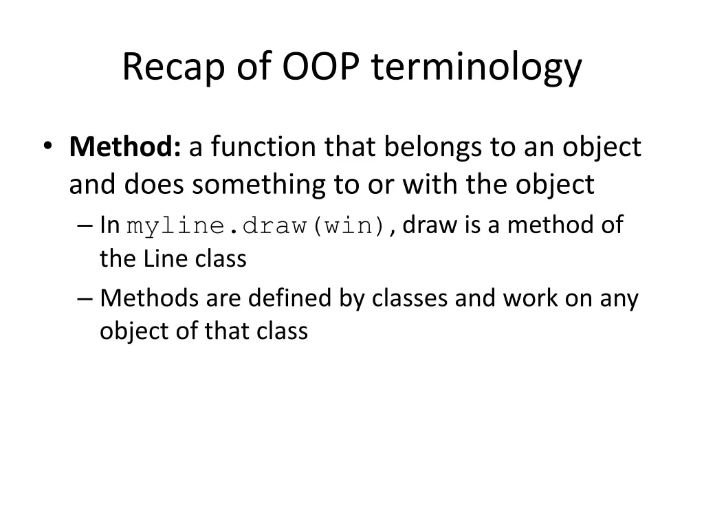 recap of oop terminology 1