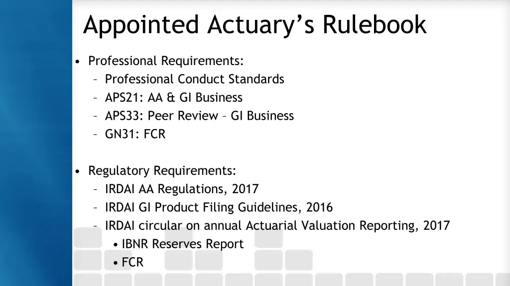 appointed actuary s rulebook