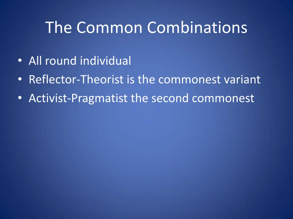 the common combinations