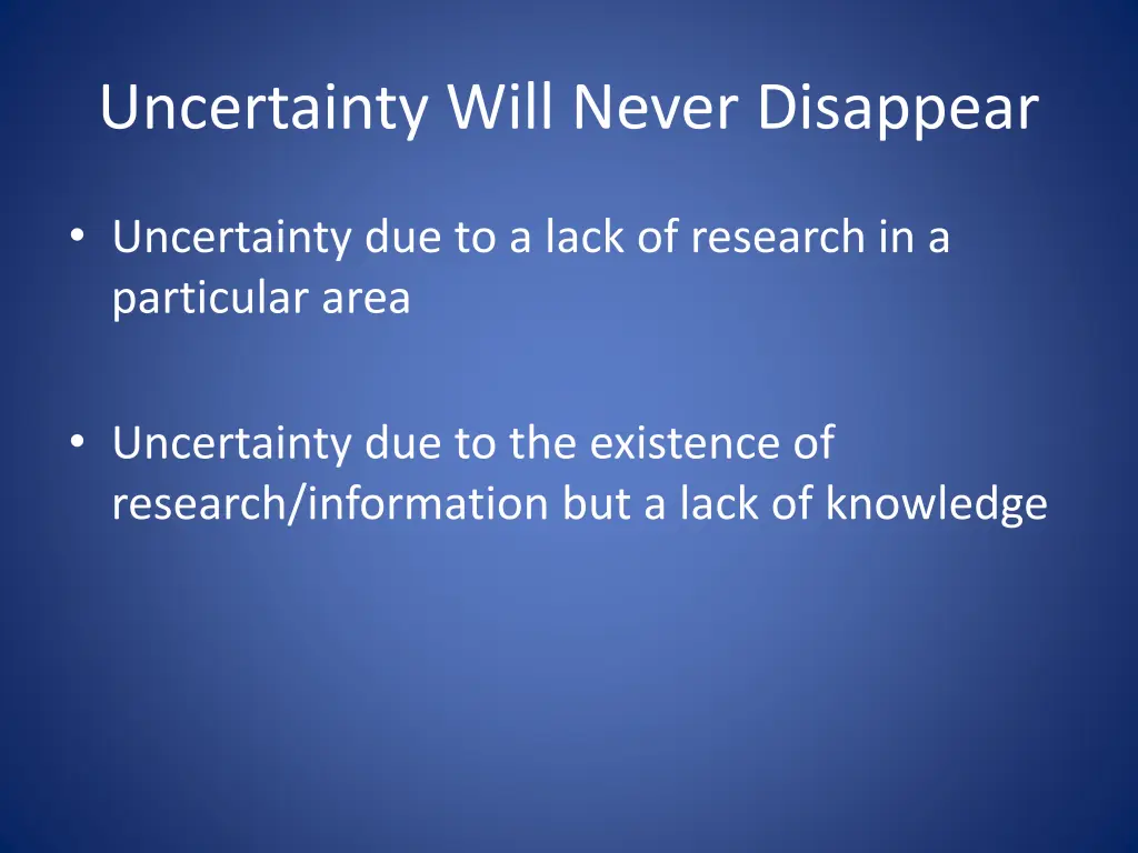 uncertainty will never disappear