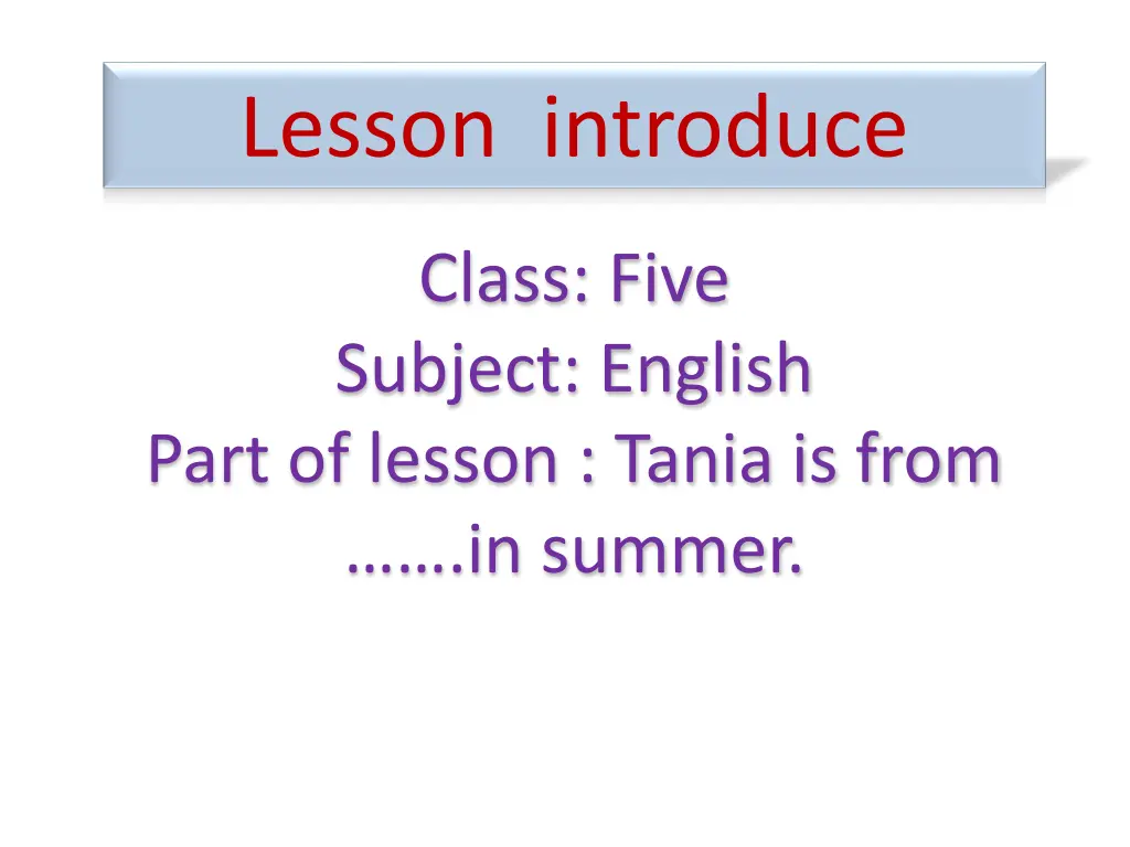 lesson introduce