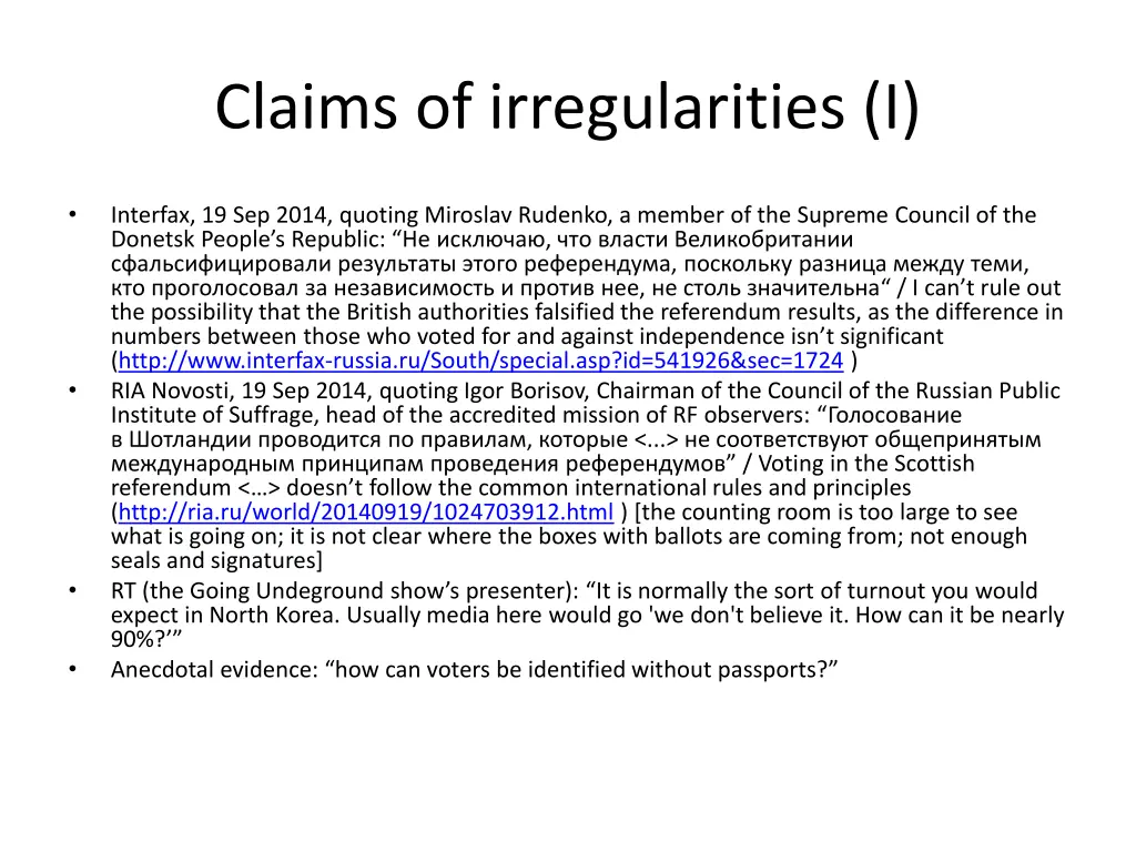 claims of irregularities i